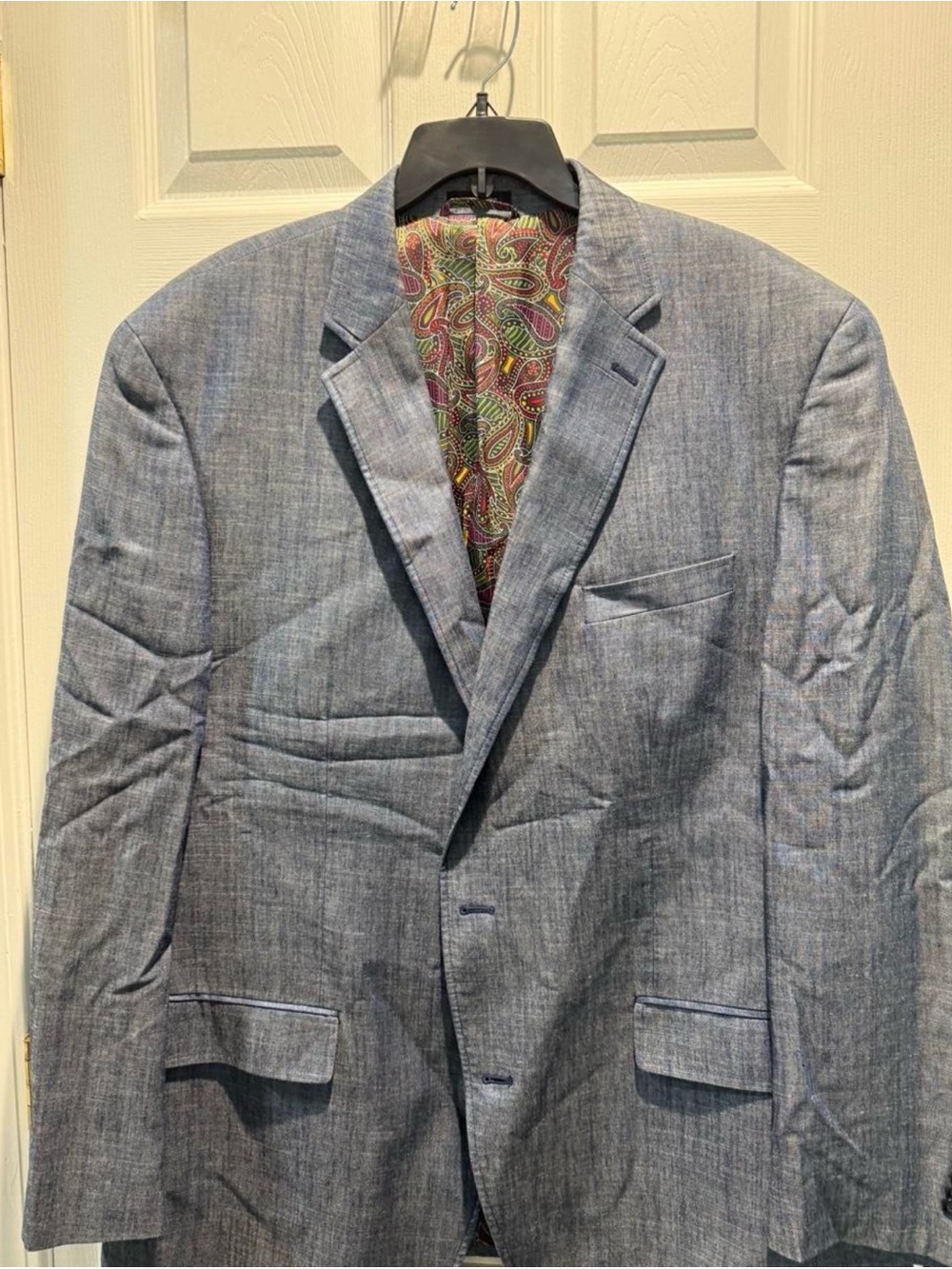 Macy's Sean John Light Blue Linen-Blend Sport Coat with Paisley Lining